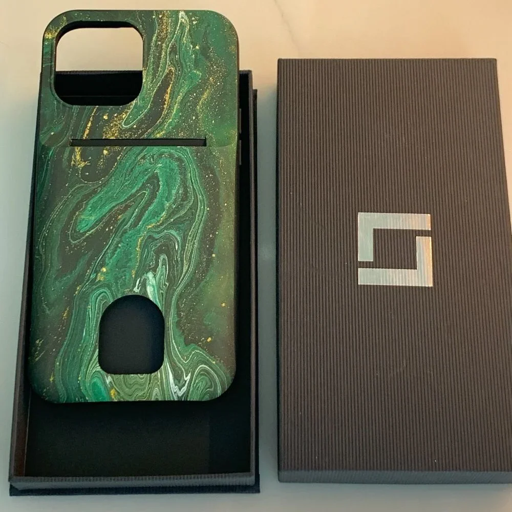 Apogee cell phone case: iphone 13 Pro Max, emerald marble-New in box